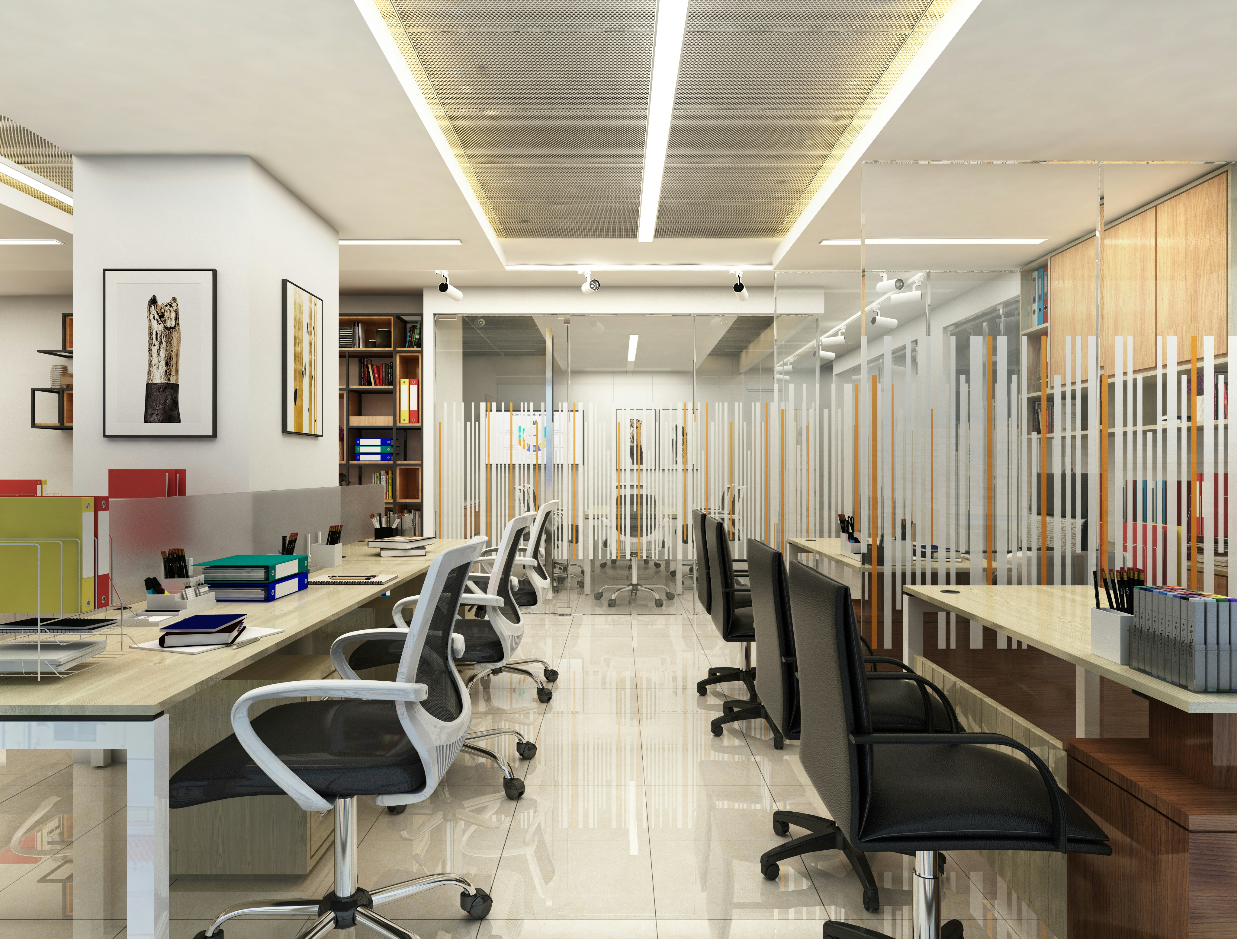 Commercial cleaning team working in an office