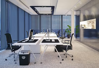 Clean commercial space prepared for workplace cleaning
